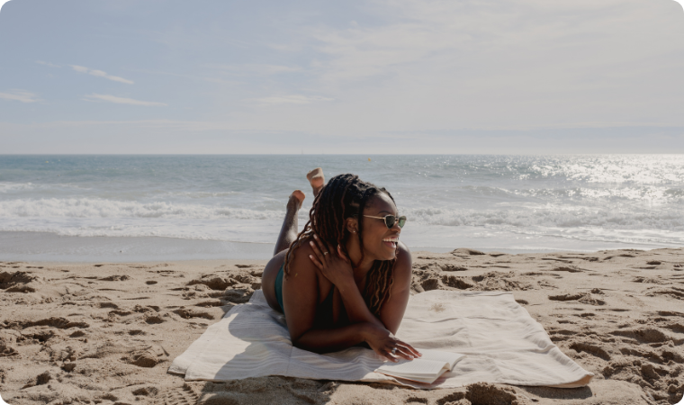 lady relaxing at the beach